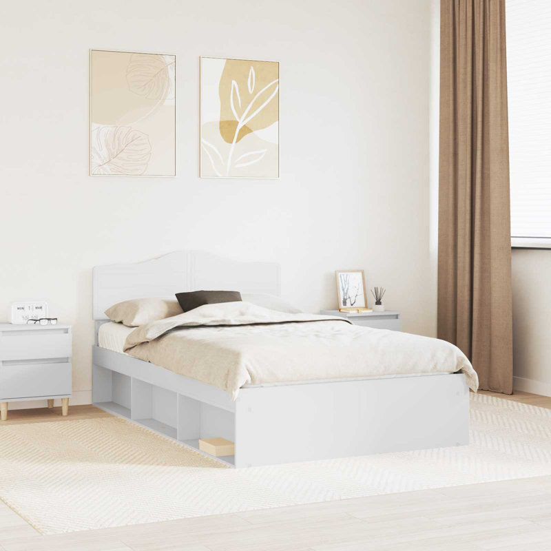 Solid Wood Bed, Small Double (4'), White