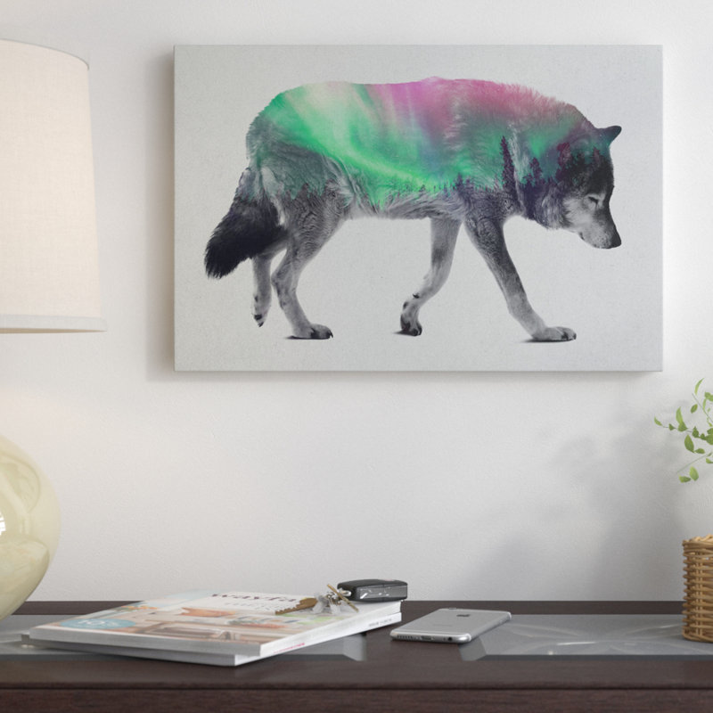 « aurora de la série i : loup », impression horizontale sur toile tendue, H 26 po x l 40 po x P 1,5 po, Toile tendue