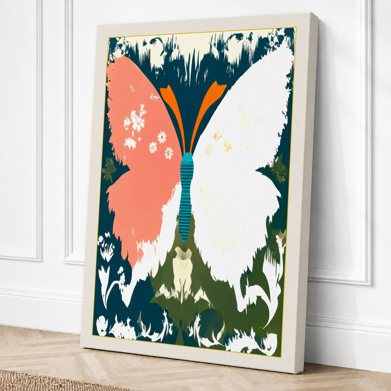 Symmetrical Butterfly Boho - Print, 24x16 - 61.0 x 40.6 cm, Cream Border