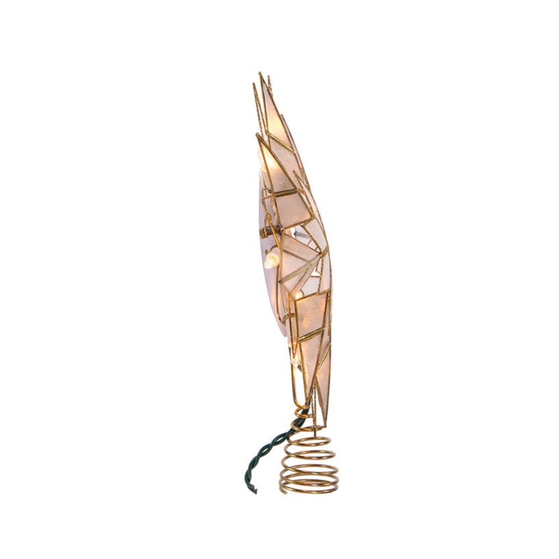 Gold and White Metal 8-Point Star Christmas Tree Topper