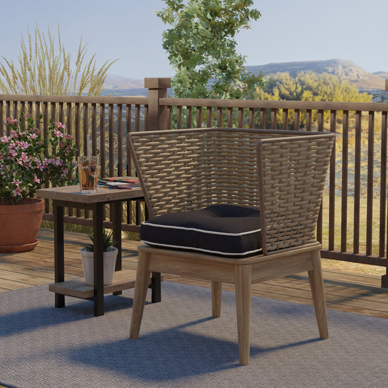 Adelphine Outdoor 4'' Dining Chair Seat Cushion Black