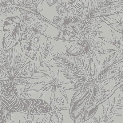 Alvisa Grey Vibrant Tropical Glitter Textured Wallpaper 10m x 53cm Roll