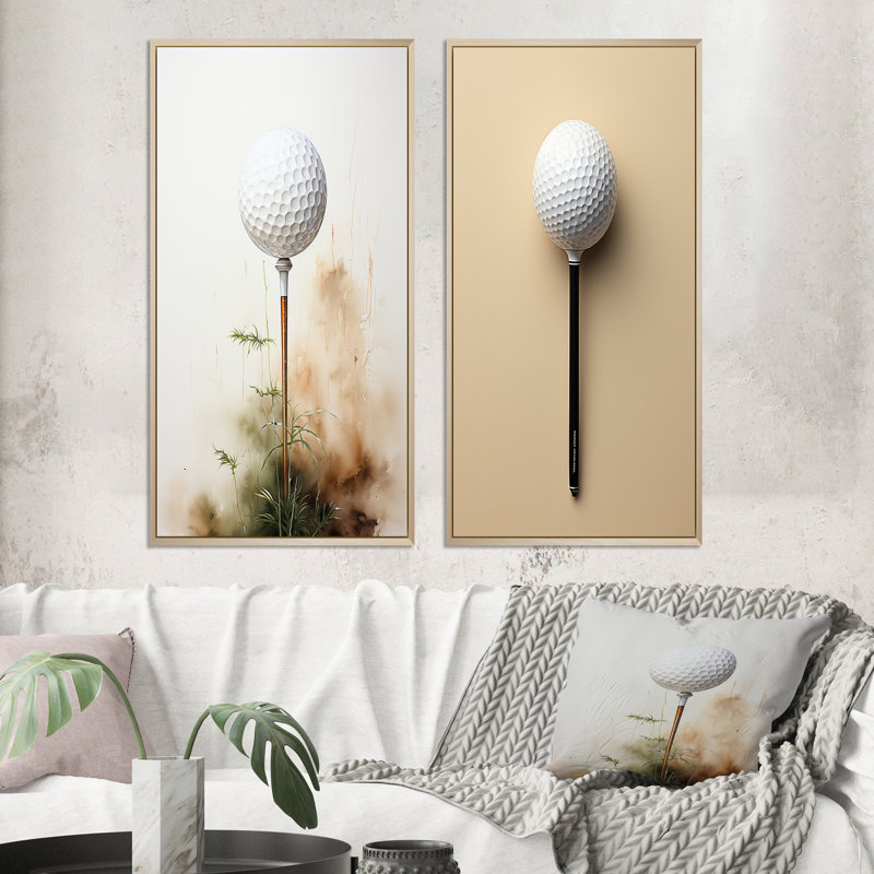 Minimalisme Golf Tees VI "Minimalisme Golf Tees VI" 2 - pièces sur, Encadrement brun, H 20 po x l 24 po