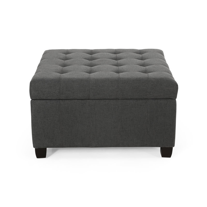 Dark Gray Upholstered With Sophisticated Waffle And Abundant Storage Area, 31"X31"X18.6 Stitch Spacious Compartment,