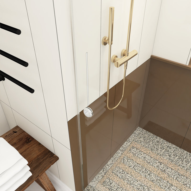 Porte de douche sans cadre à double porte coulissante de 55 à 59 po x H 72 po, Nickel