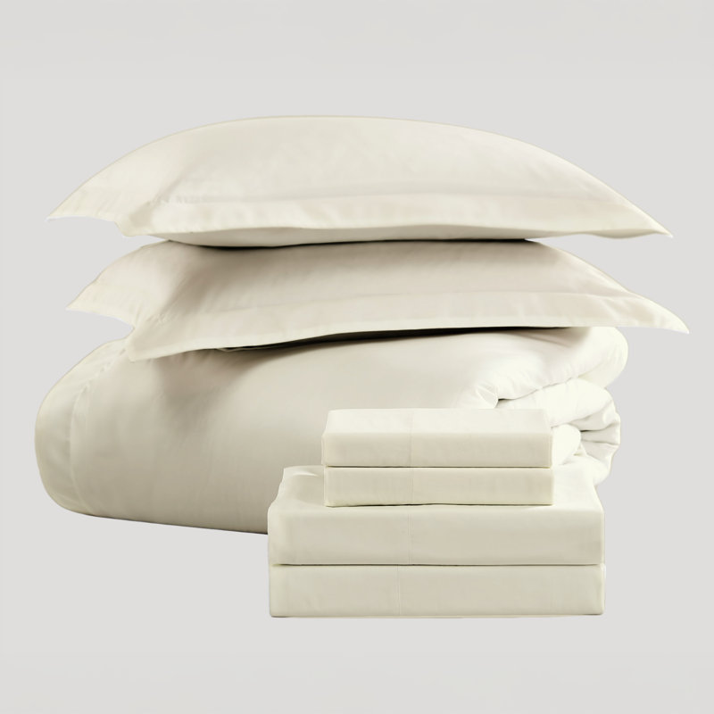 Ultra Percale Duvet Cover Set, Queen + 2 Standard Pillow Shams, Bone