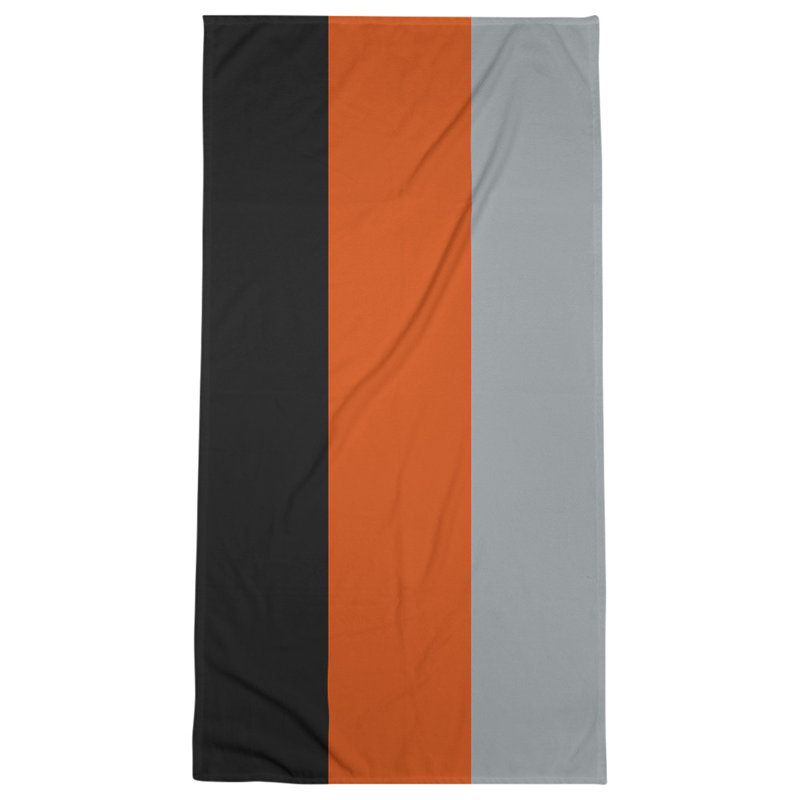 Lightweight Beach Towel, Black/Orange/Gray, Polyester/Cotton
