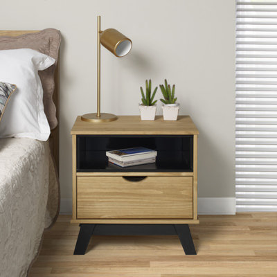 Caison 49cm W Solid + Manufactured Wood Bedside Table