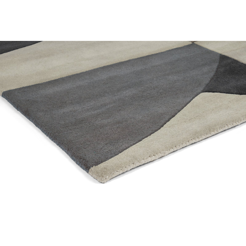 Bodega Wool Abstract Area Rug in Beige, Rectangle 4'7" x 6'7"