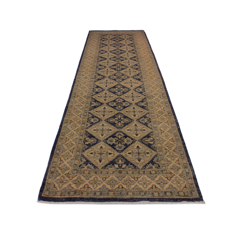 Tapis de couloir beige en laine noué à la main 2 pi 9 po x 8 pi Grigori