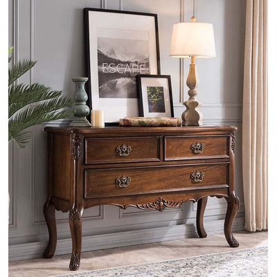 Traditional Dark Wood Hall Table with Cabriole Legs