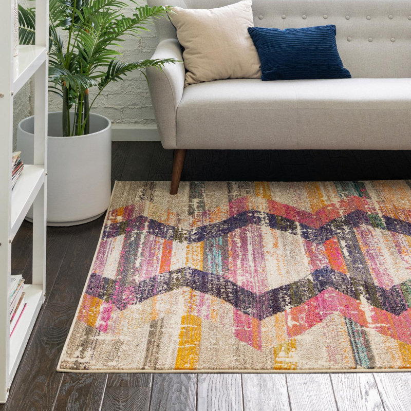  Tapis abstrait orange / gris, Rectangle 2 pi 2 po x 3 pi