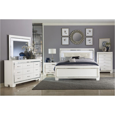 Ensemble de chambre à coucher à panneau en tissu d'ameublement à DEL Ibora 4-2_Devora