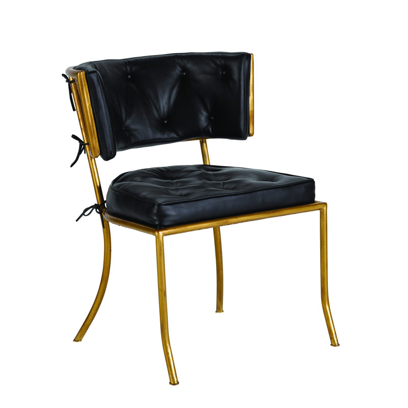 Chaise d'appoint en cuir fleur à capitonnage l 24 po Klismos