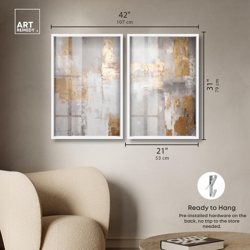 Tranquility Gold Art , 31" H x 21" W, White