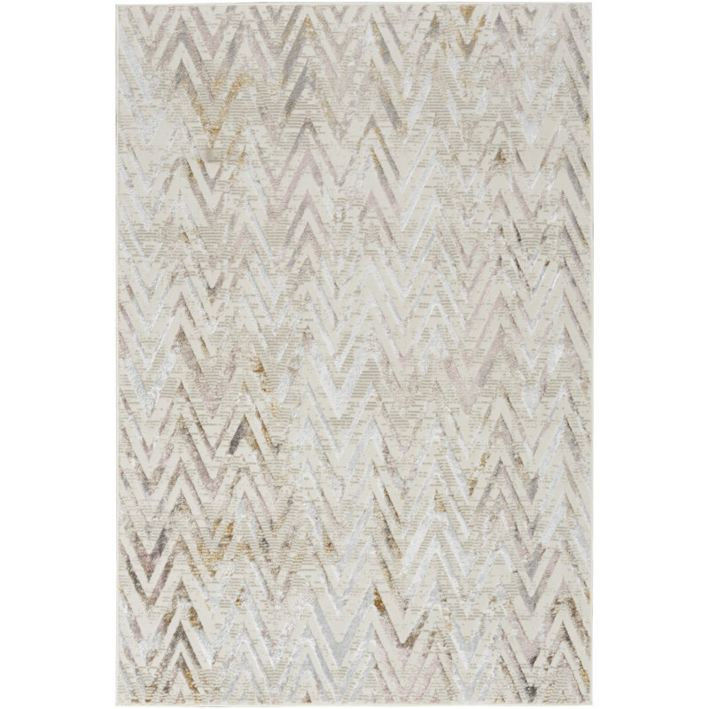 Glitz  Chevron Multicolor Area Rug, Rectangle 5'3" x 7'3"