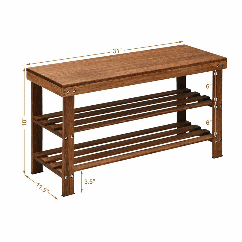Banc de rangement en bois pour tablettes McCroy