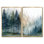 «Morning Fog Pine Tree Mountain Trail - Art sur toile de pin, art mural bleu nature 2 pièces