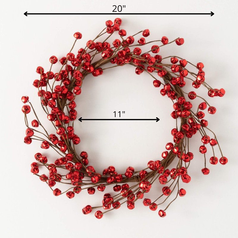 Couronne de Noël 20 po Jingle Bell, rouge