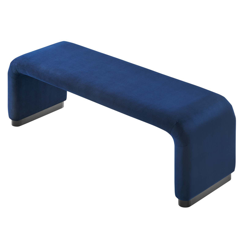 Banc rembourré en velours Koda Modway, Bleu minuit, Noir