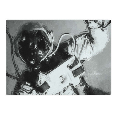 Tempered Glass an Astronaut in Zero Gravity Chopping Board