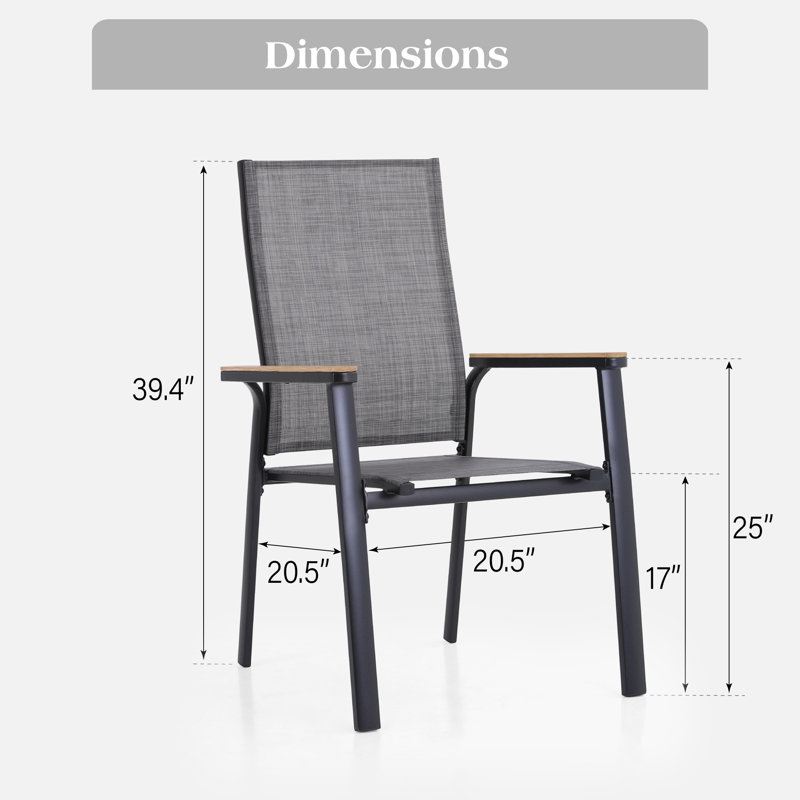 Fauteuil de patio empilable en aluminium Leonard, Gris