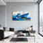 Nautique et plage, bateau bleu orageux or sur toile-1728154912