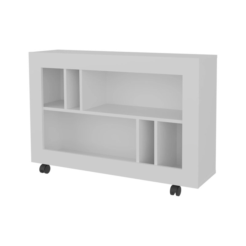 Wengue Console Table in Melamine with Open Storage, White