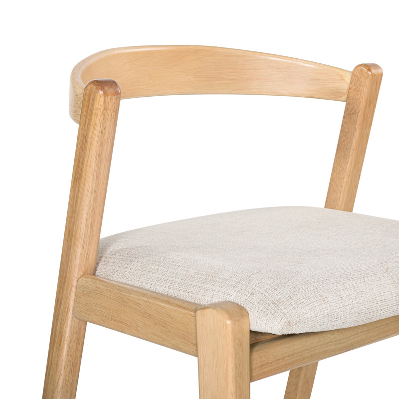 Chaises de salle à manger d'intérieur en bois d'hévéa, ensemble de 2, Naturel