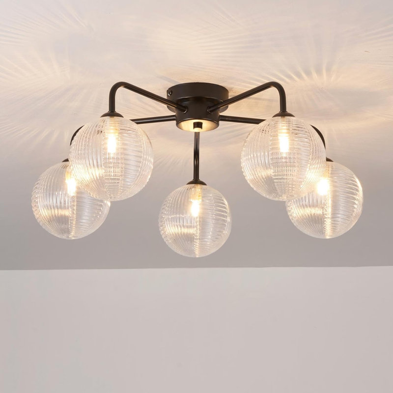 Glass Semi Flush Mount, Matte Black