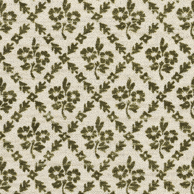 Anders Traditional Floral Wool and Nylon Green Area Rug