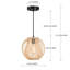 Luminaire suspendu 1 lumière noir mat avec abat-jour en rotin