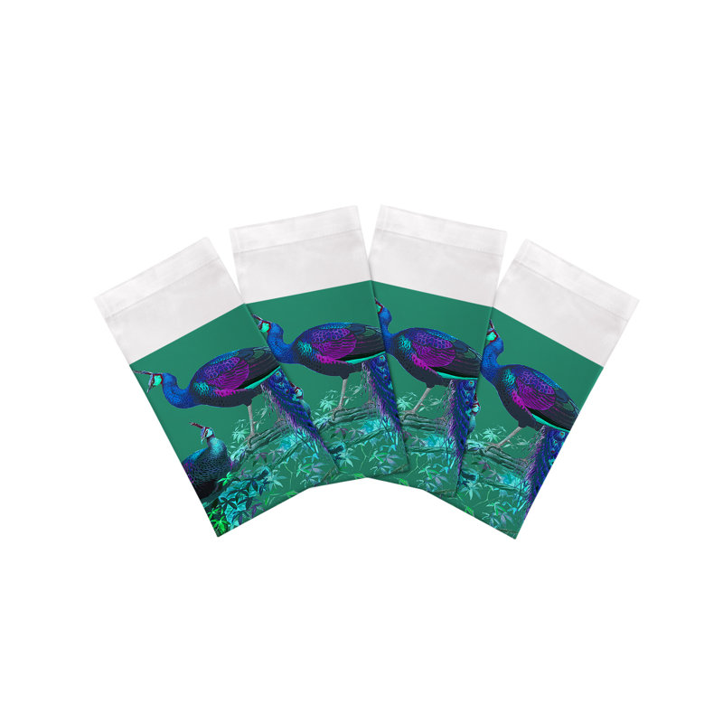 Family Pheasants Cotton Blend Square Napkins, Peacock