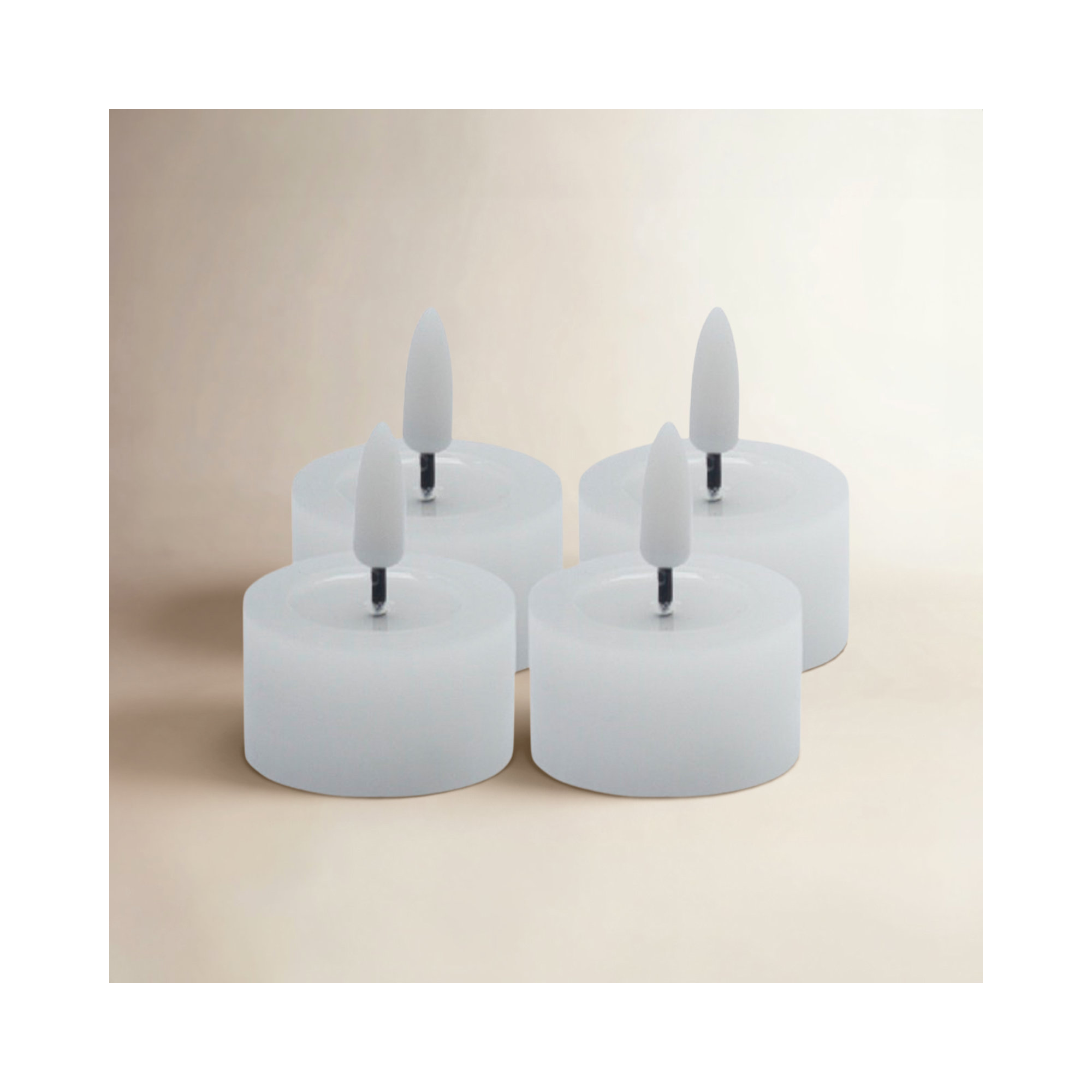 Set Of 4 White Flameless Tealight Candles