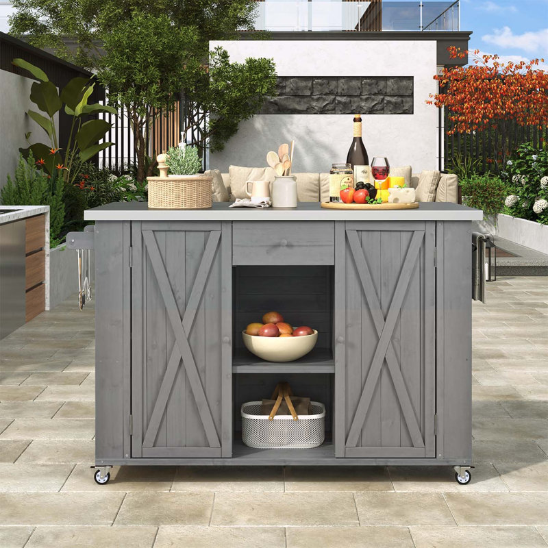 Îlot de cuisine extérieur avec fonctions multifonctionnelles pour une commodité ultime, Gris