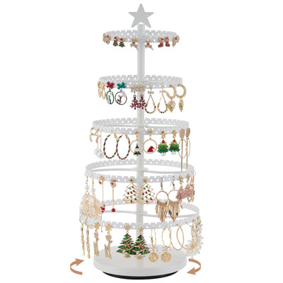 Rotating Earring Holder Organizer, Earring Display Stand Large Tree-Shaped Rack  (White)