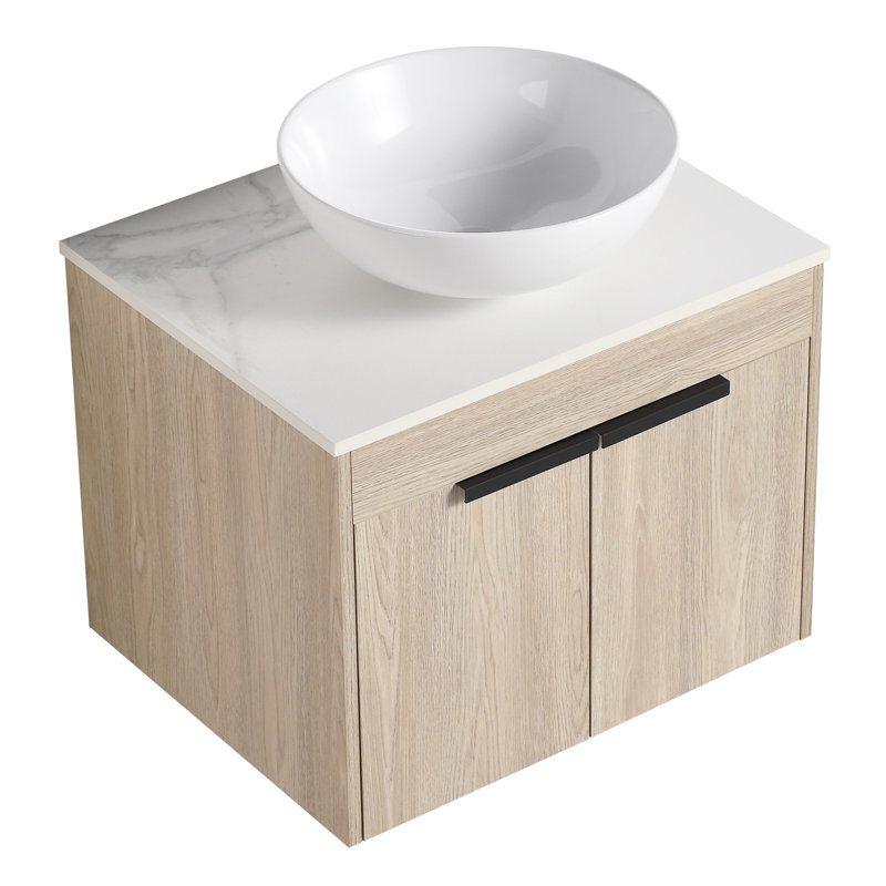 Meuble-lavabo moderne 36 po avec lavabo en céramique et fixation murale