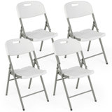 4 Pack Folding Stackable Chairs with Metal Frame and Carrying Handle