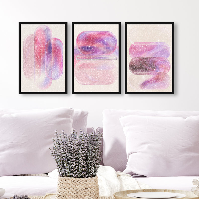 Rose Topaz Set Set by Oliver Gal, 46"H x 31"W, Black Floater Frame