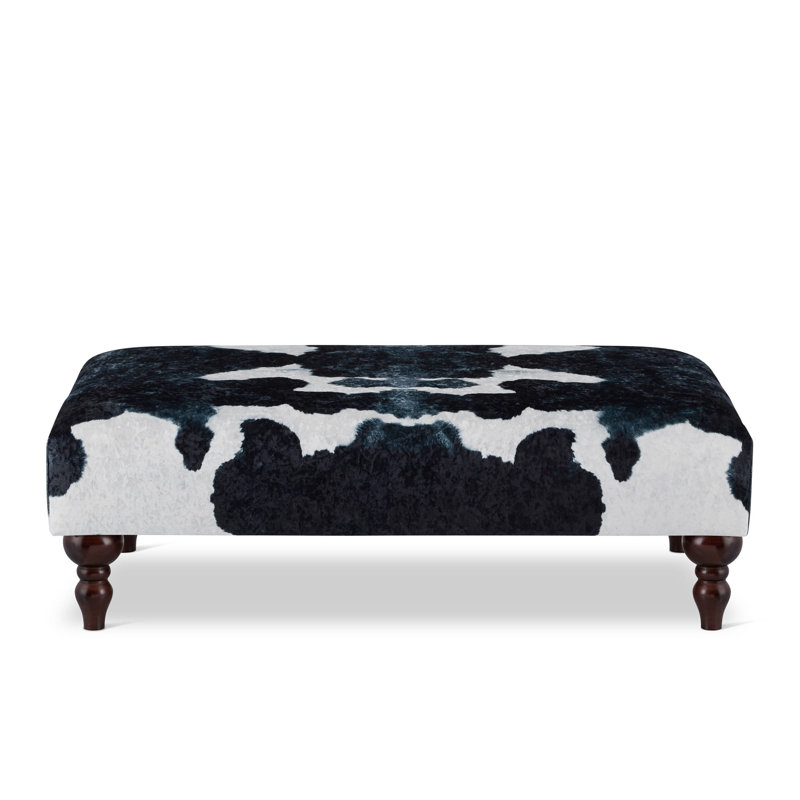 Irtu Velvet Rectangle Striped Cocktail Ottoman, 30cm H x 80cm W x 60cm D