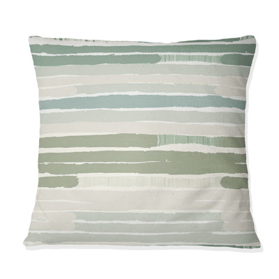 Green Beige Stripes - Stripes Throw Pillow