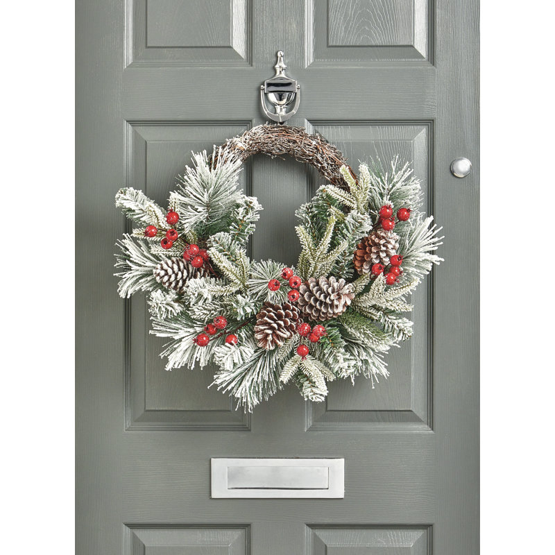 45cm Faux Frosted Rattan Wreath