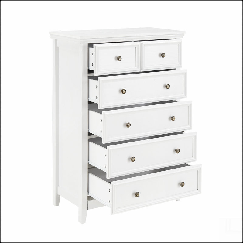 Commode moderne à 6 tiroirs, commode à tiroirs et rangement à vêtements pour le salon, Blanc