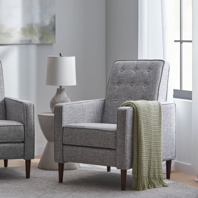 Button Tufted Upholstered Manual Push-Back Recliner
