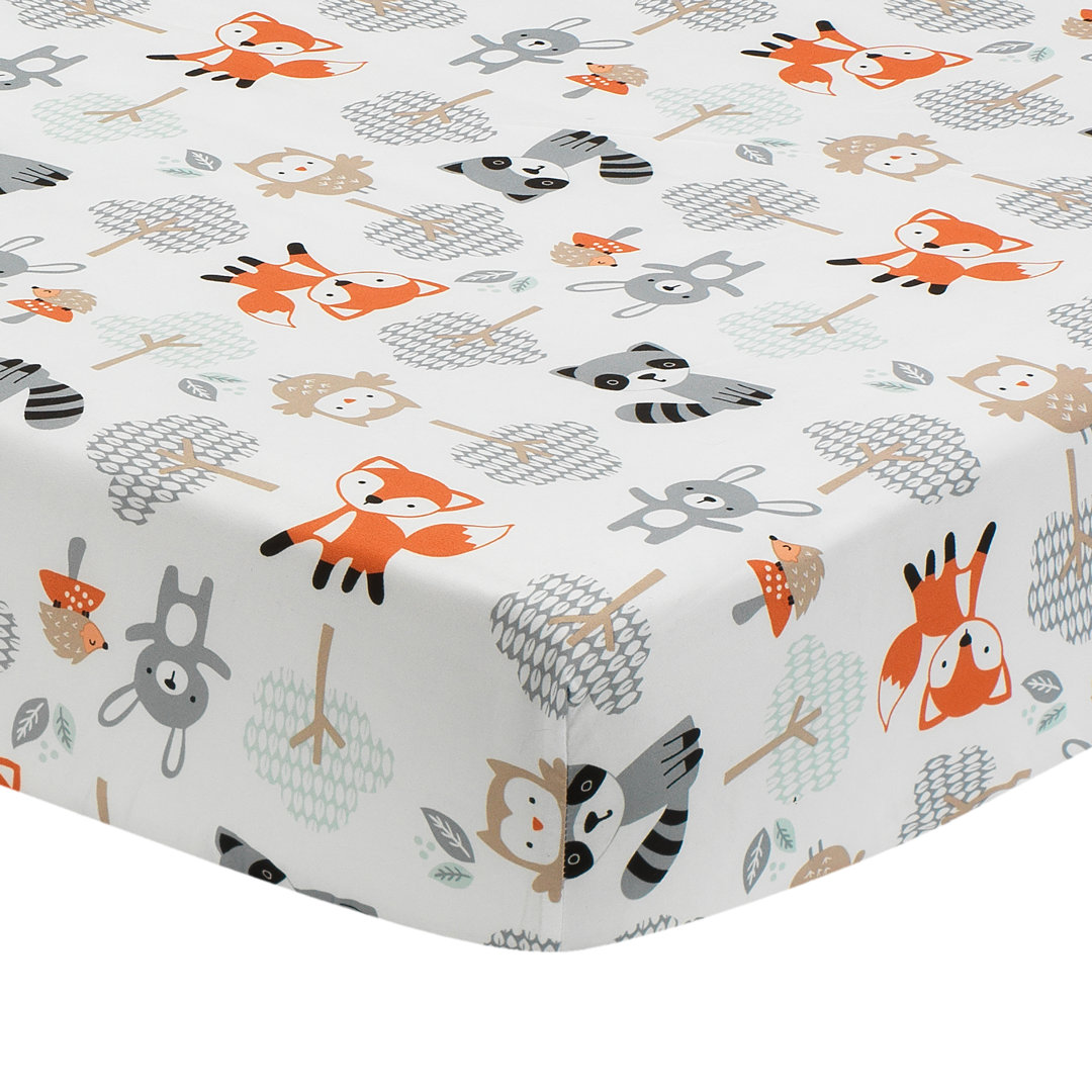 Woodland Friends Animals Microfiber - Piece Standard Crib Fitted Sheet Bedtime Originals