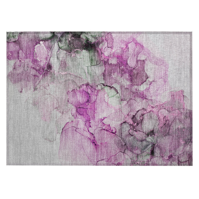Tapis extérieur lavable antidérapant 2 pi x 3 pi gris et mauve