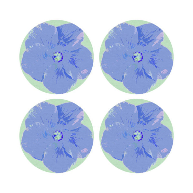 Hibiscus Vegan Leather Round Pebble Placemat, Clematis