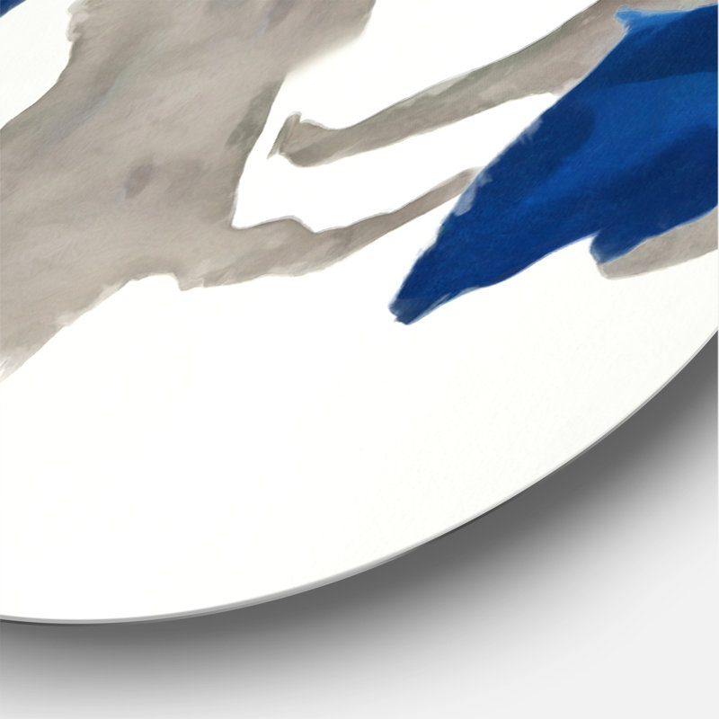 «Gouache Sapphire on Grey VI», reproduction sur cercle métallique, H 23 po x l 23 po