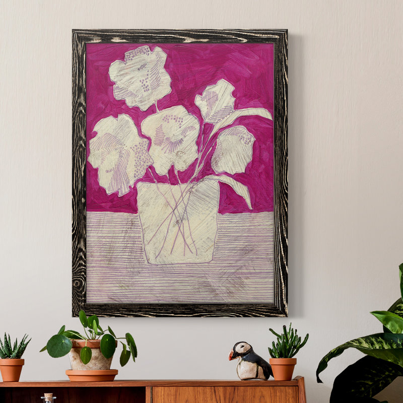 " Fuchsia Arrangement I " Painting Print, Black Framed, 17" H x 20" W x 1" D