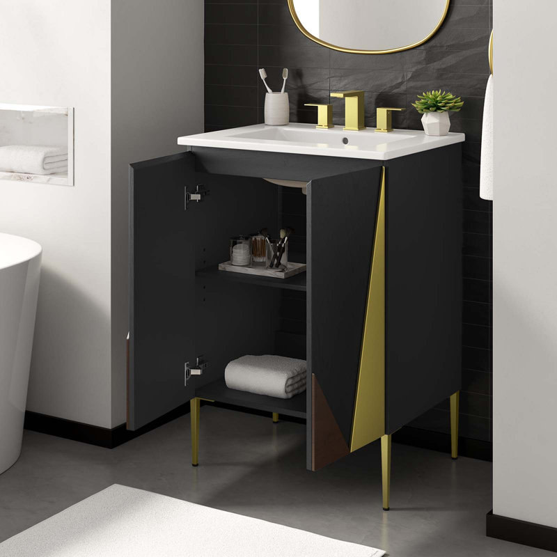Meuble-lavabo sur pied simple Alchimist de Modway, Blanc, 25"